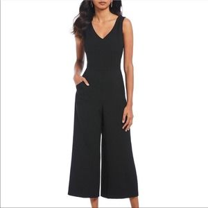 Karl Lagerfeld Black Crepe Wide Leg Jumpsuit